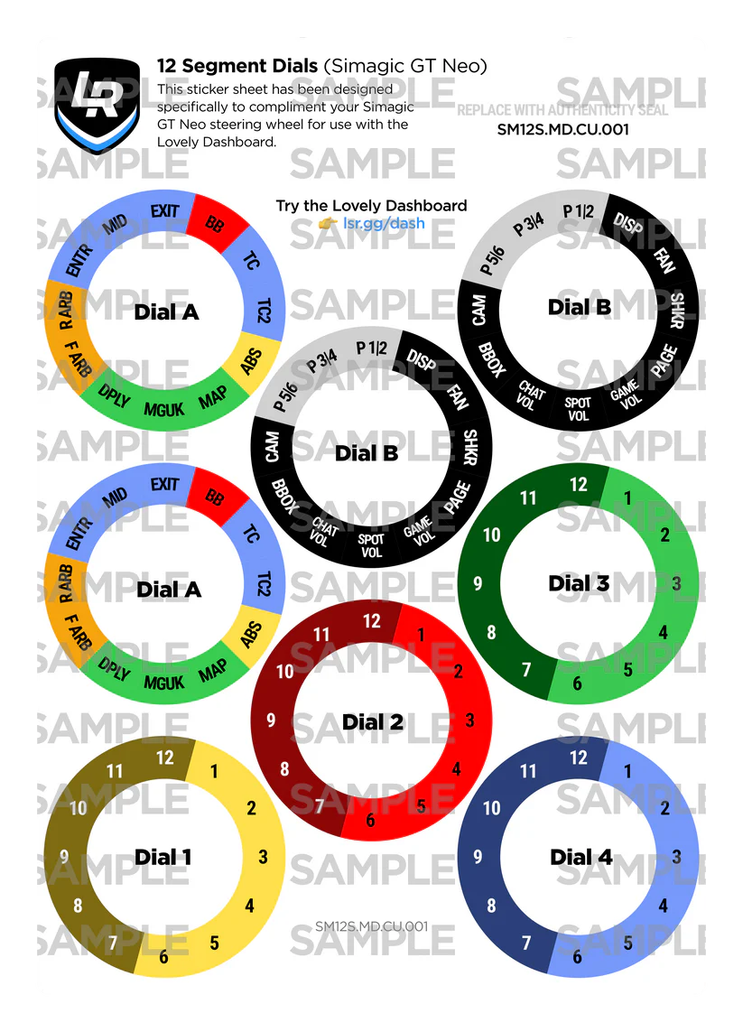 12 Segment Custom Dials (Simagic GT Neo)