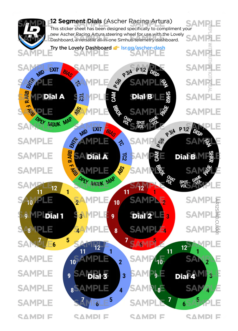 12 Segment Custom Dials Only (Ascher Racing Artura)